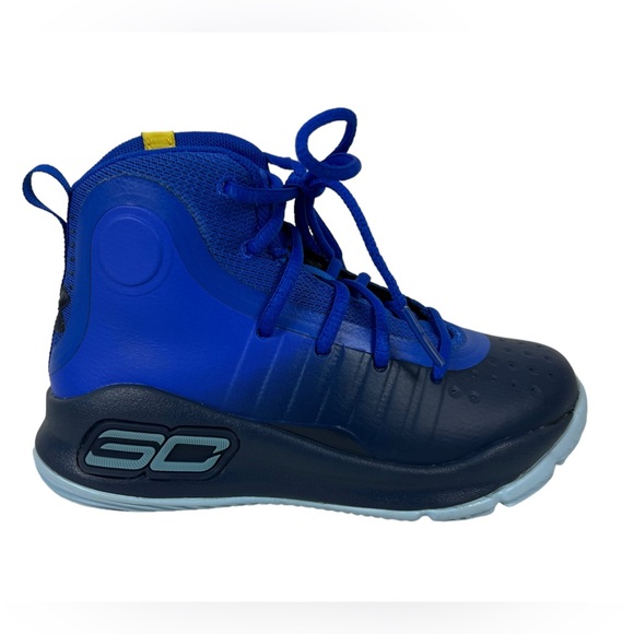 Under Armour PS Curry 4 Mid Boys Shoe Blue Navy Aqua Size 10.5K 1295996 402 - Picture 1 of 9
